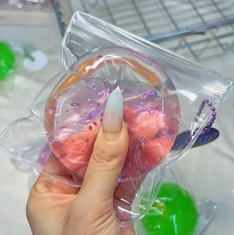 Pelota squishy artesanal de gel por capas