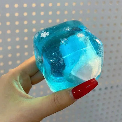 Squishy artesanal de cubo de gelatina cristalina