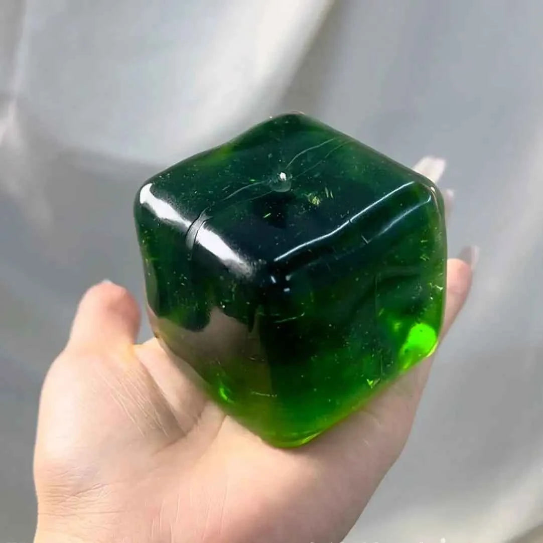 Squishy artesanal de cubo de gelatina cristalina