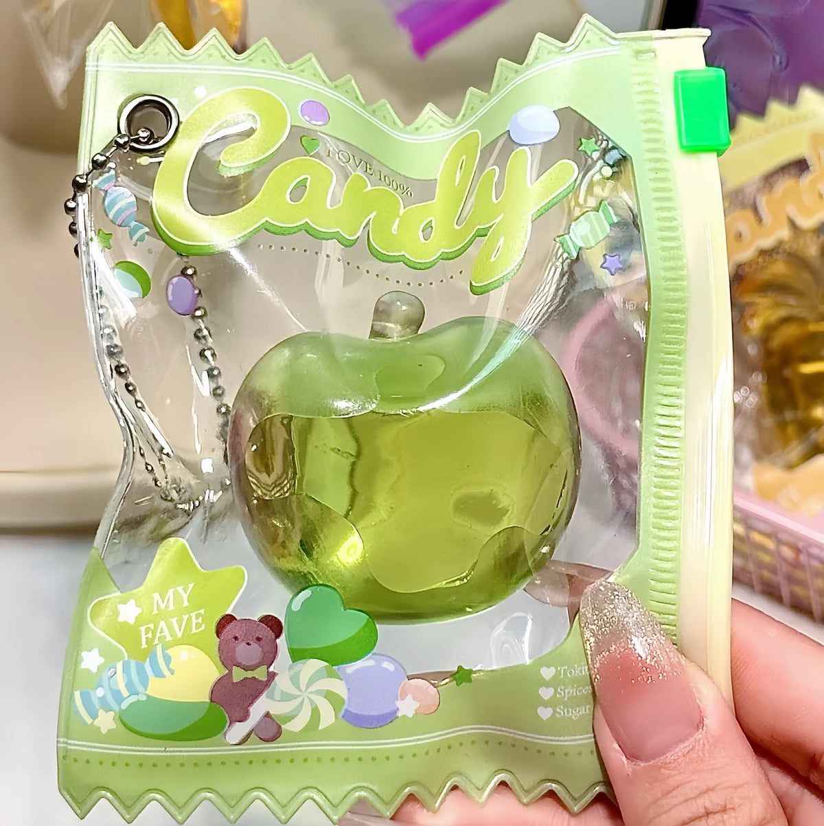 Squishies de gominolas de frutas con cadena