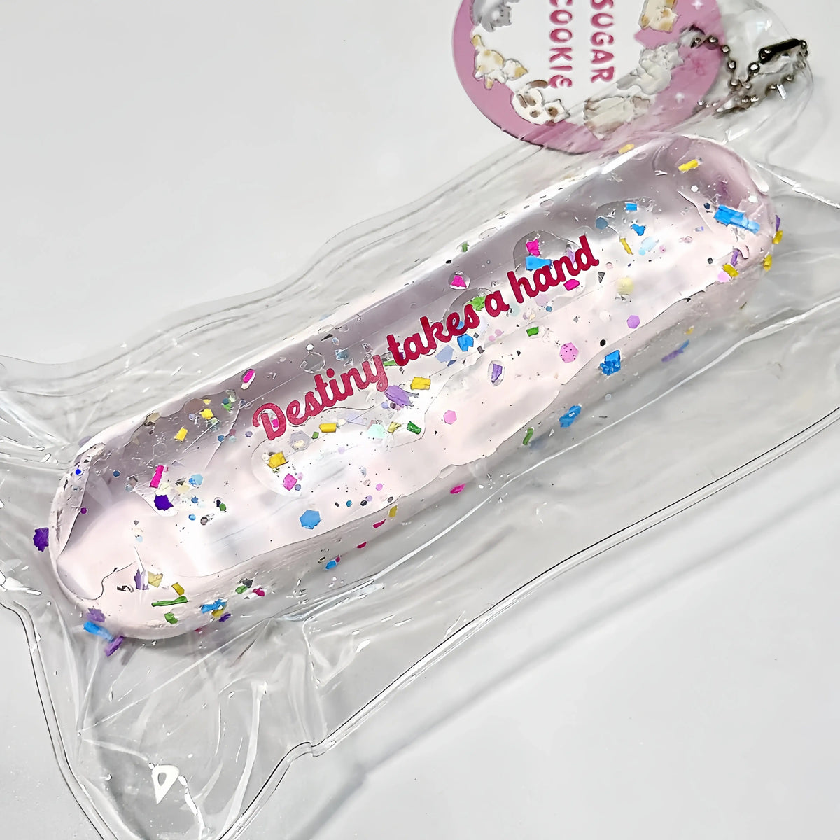 Squishy Milk Stick con purpurina y cadena