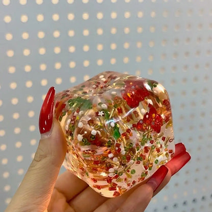 Squishy artesanal de cubo de gelatina cristalina