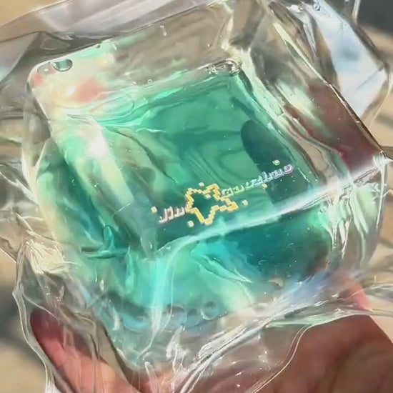 Squishy de bloque de hielo con arena fluida