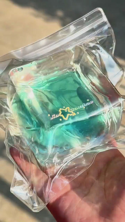 Squishy de bloque de hielo con arena fluida